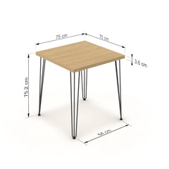 Étkezőasztal - Linga fekete lábbal - Vicenza tölgy, méret: 75x75
