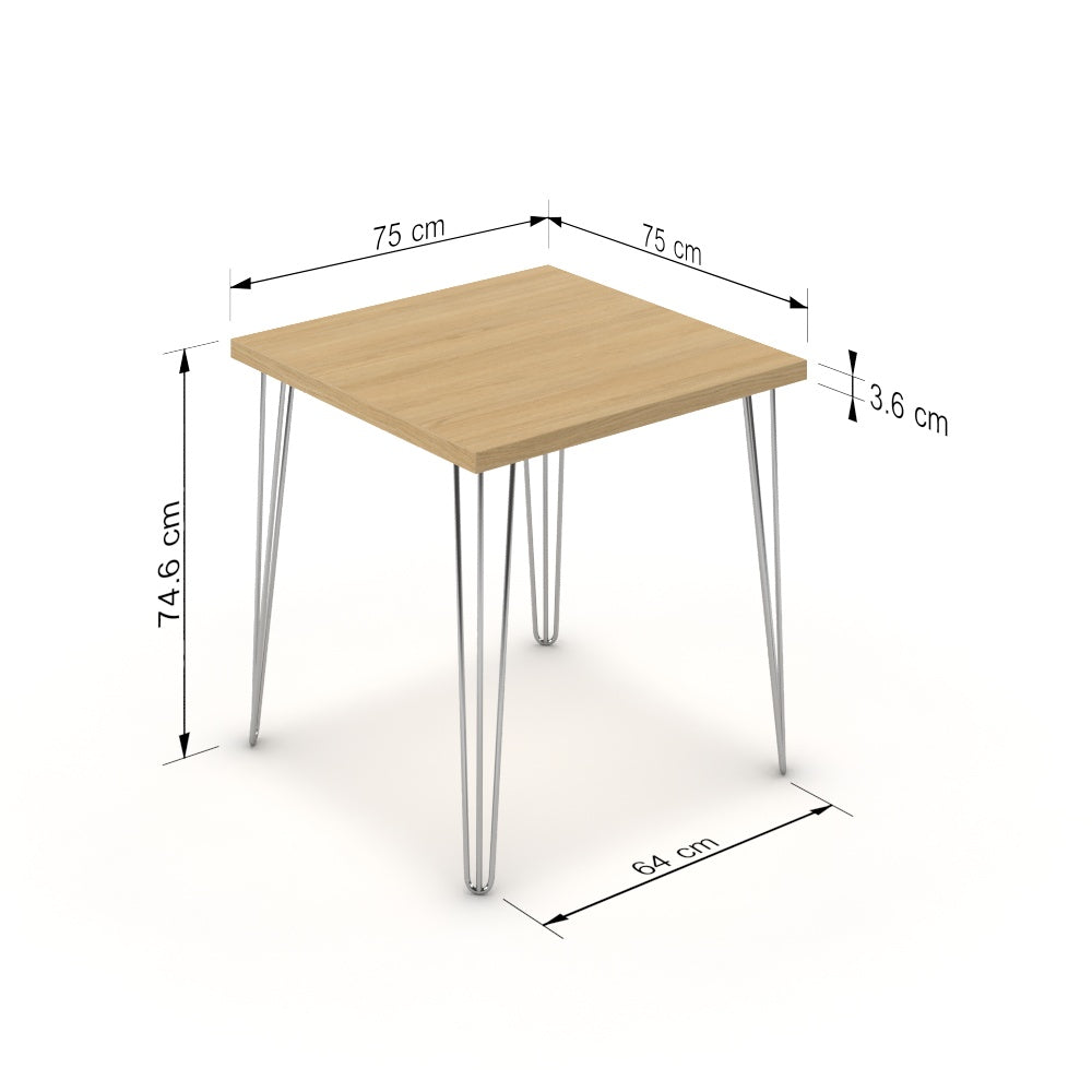 Étkezőasztal - Linga króm lábbal - Vicenza tölgy, méret: 75x75