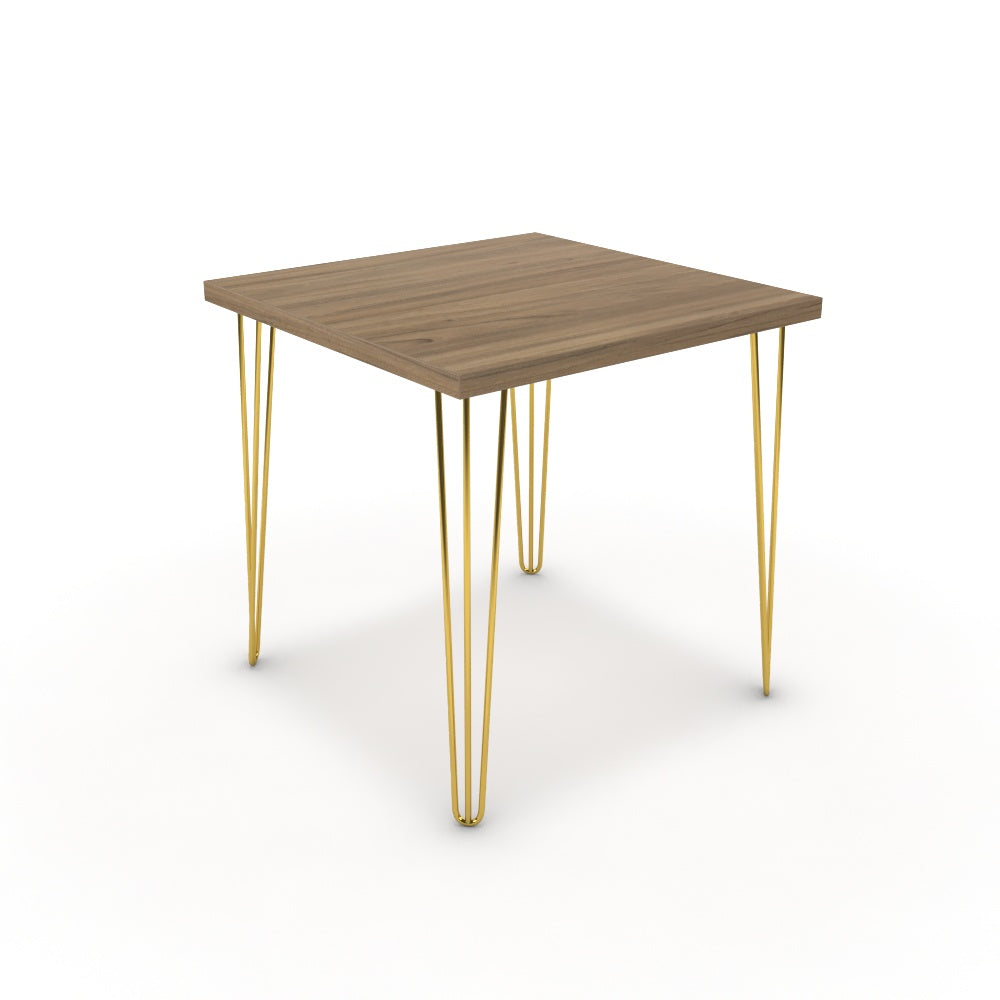 Étkezőasztal - Linga arany lábbal - Világos rauna szil, méret: 75x75