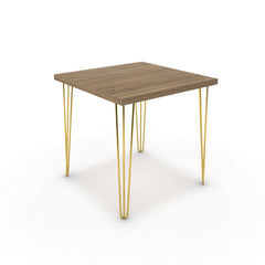 Étkezőasztal - Linga arany lábbal - Világos rauna szil, méret: 75x75