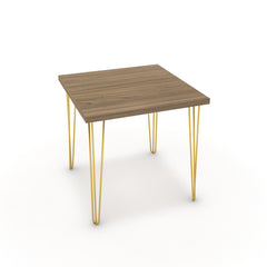 Étkezőasztal - Linga arany lábbal - Világos rauna szil, méret: 75x75