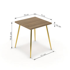 Étkezőasztal - Manu arany lábbal - Világos rauna szil, méret: 75x75