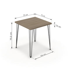 Étkezőasztal - Linga fekete lábbal - Szürke Vicenza tölgy, méret: 75x75
