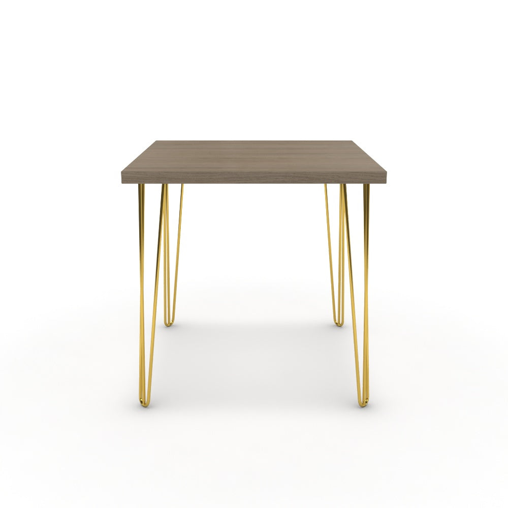 Étkezőasztal - Linga arany lábbal - Szürke Vicenza tölgy, méret: 75x75
