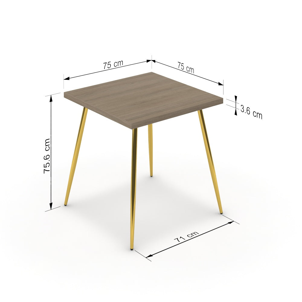 Étkezőasztal - Manu arany lábbal - Szürke Vicenza tölgy, méret: 75x75