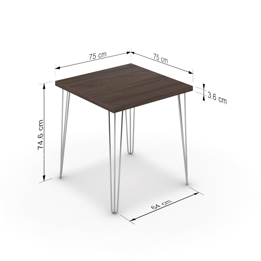 Étkezőasztal - Linga króm lábbal - Sötét rauna szil, méret: 75x75