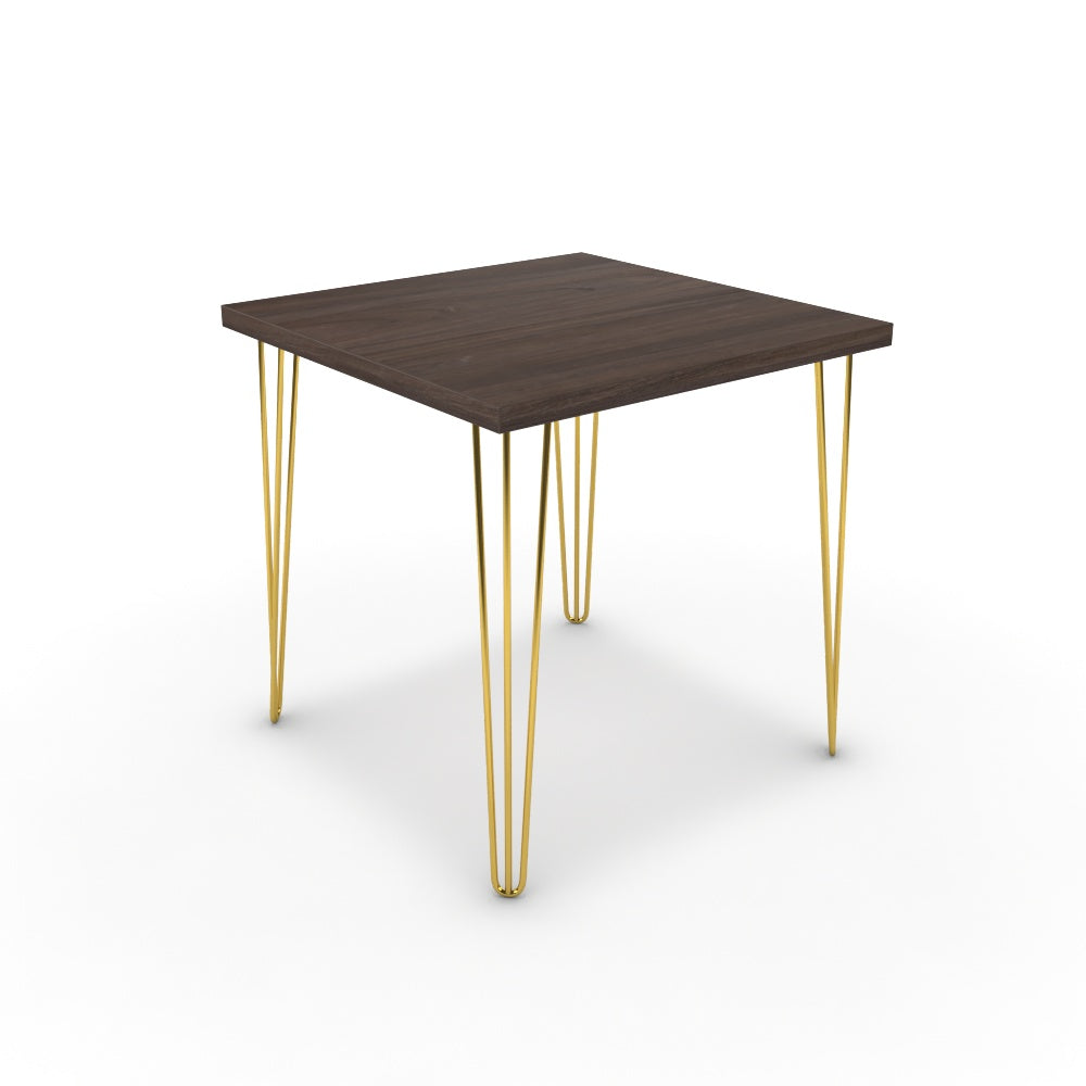 Étkezőasztal - Linga arany lábbal - Sötét rauna szil, méret: 75x75