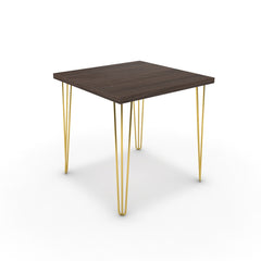 Étkezőasztal - Linga arany lábbal - Sötét rauna szil, méret: 75x75