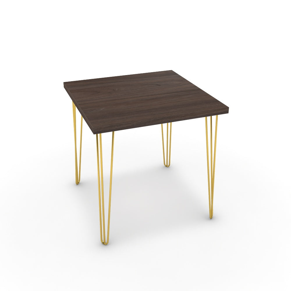 Étkezőasztal - Linga arany lábbal - Sötét rauna szil, méret: 75x75
