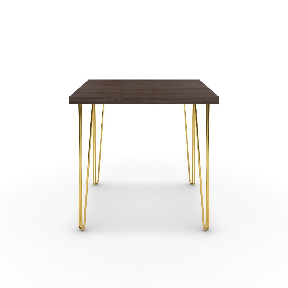 Étkezőasztal - Linga arany lábbal - Sötét rauna szil, méret: 75x75