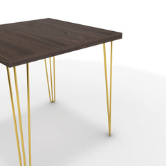 Étkezőasztal - Linga arany lábbal - Sötét rauna szil, méret: 75x75