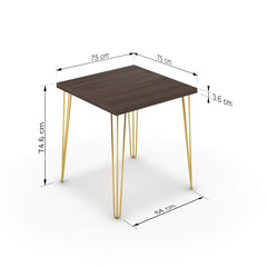 Étkezőasztal - Linga arany lábbal - Sötét rauna szil, méret: 75x75