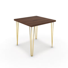 Étkezőasztal - Linga arany lábbal - Mogyoró, méret: 75x75