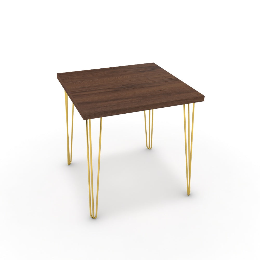 Étkezőasztal - Linga arany lábbal - Mogyoró, méret: 75x75