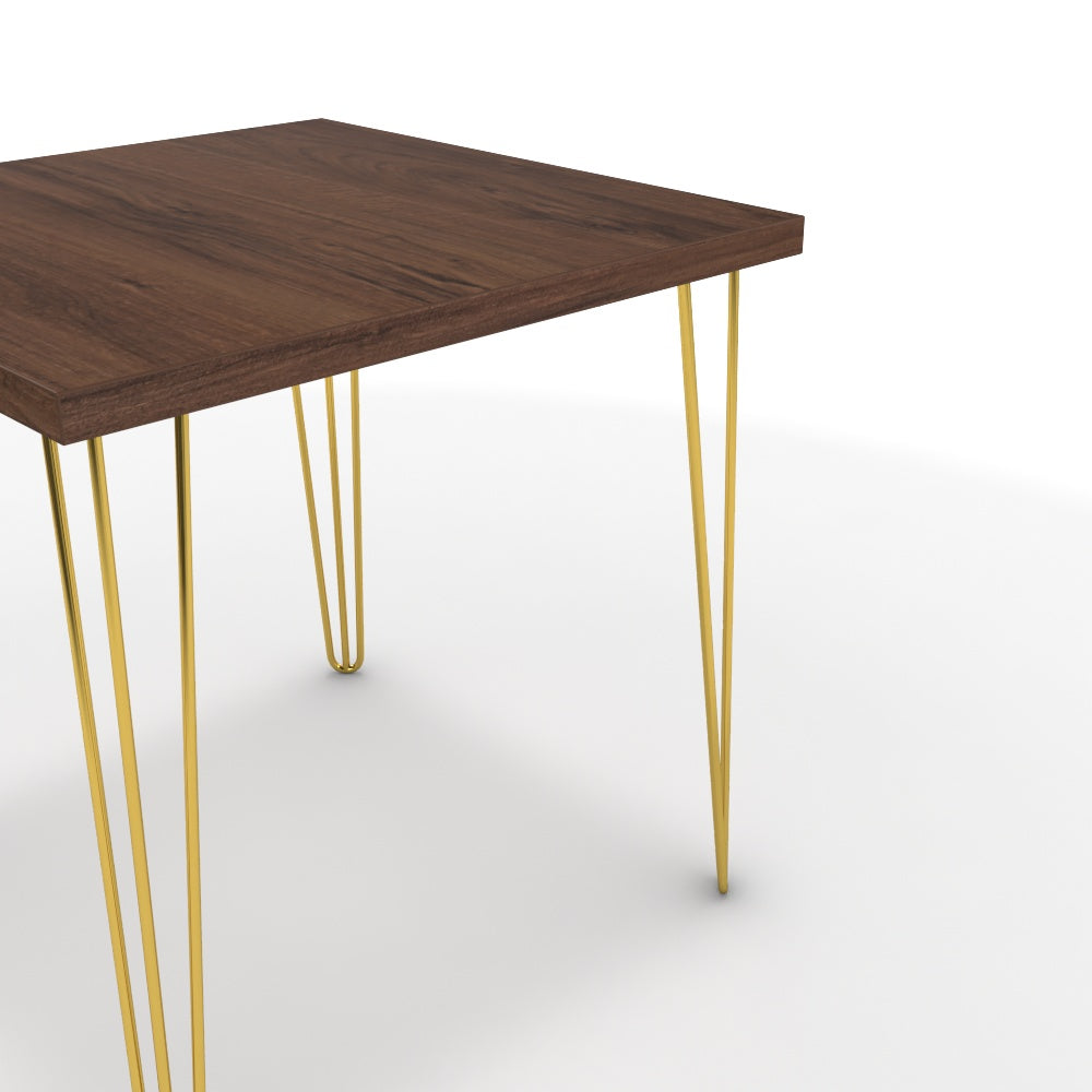 Étkezőasztal - Linga arany lábbal - Mogyoró, méret: 75x75