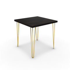 Étkezőasztal - Linga arany lábbal - Füstölt dió, méret: 75x75