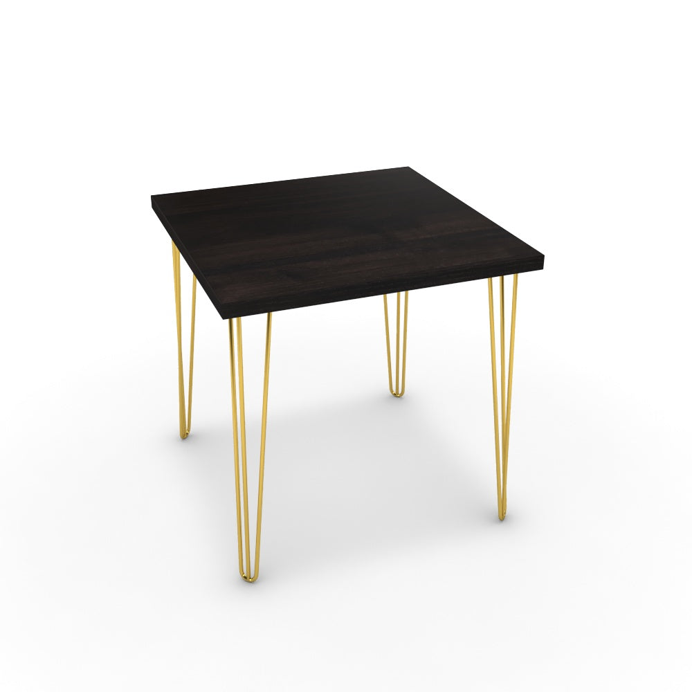 Étkezőasztal - Linga arany lábbal - Füstölt dió, méret: 75x75