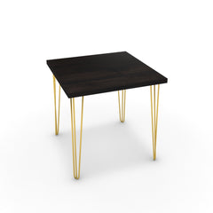 Étkezőasztal - Linga arany lábbal - Füstölt dió, méret: 75x75