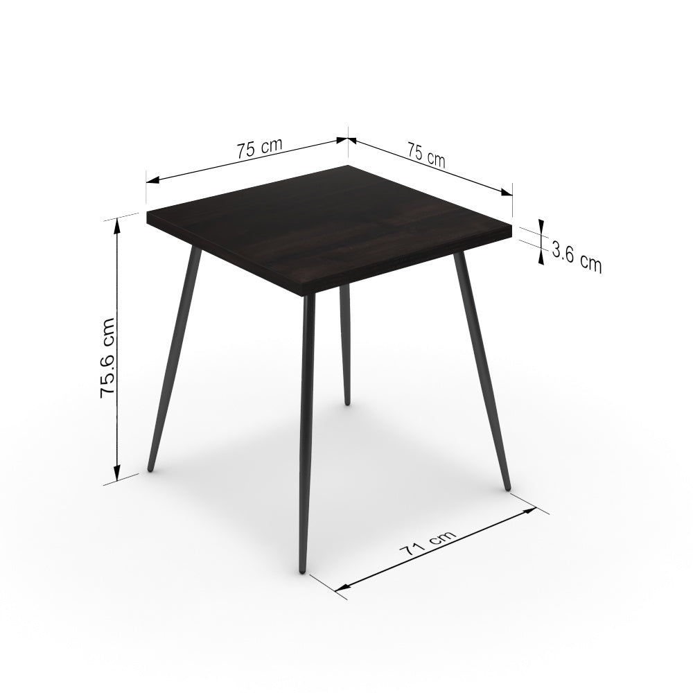 Étkezőasztal - Manu fekete lábbal - Füstölt dió, méret: 75x75