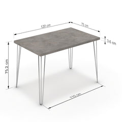 Étkezőasztal - Linga króm lábbal - Vil.szürke Chicago beton, méret: 120x75