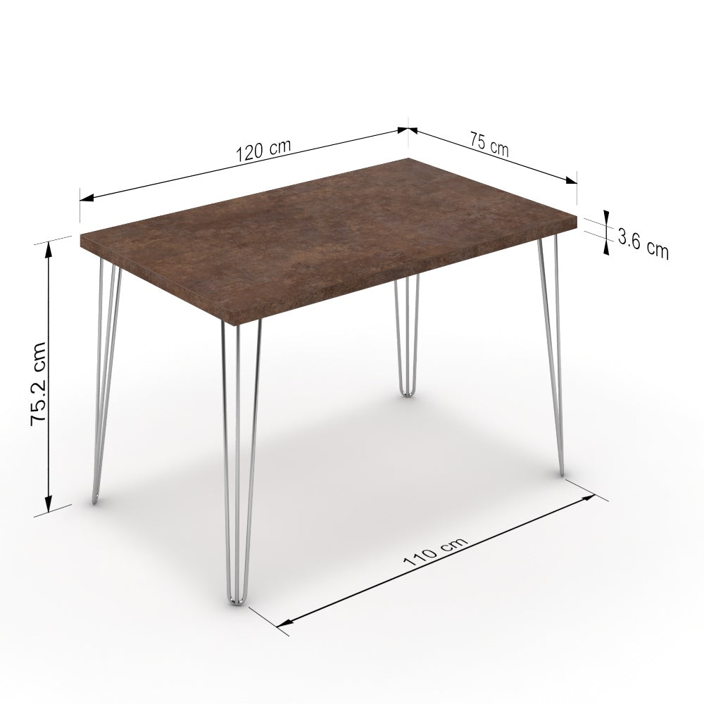 Étkezőasztal - Linga króm lábbal - Ferro bronz, méret: 120x75