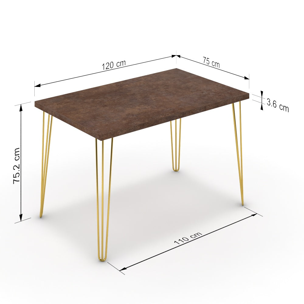 Étkezőasztal - Linga arany lábbal - Ferro bronz, méret: 120x75