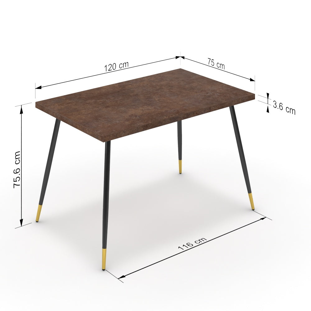 Étkezőasztal - Manu fekete és arany lábbal - Ferro bronz, méret: 120x75