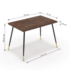Étkezőasztal - Manu fekete és arany lábbal - Ferro bronz, méret: 120x75