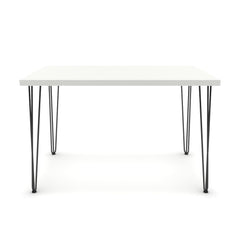 Étkezőasztal - Linga fekete lábbal - Alpesi fehér, méret: 120x75