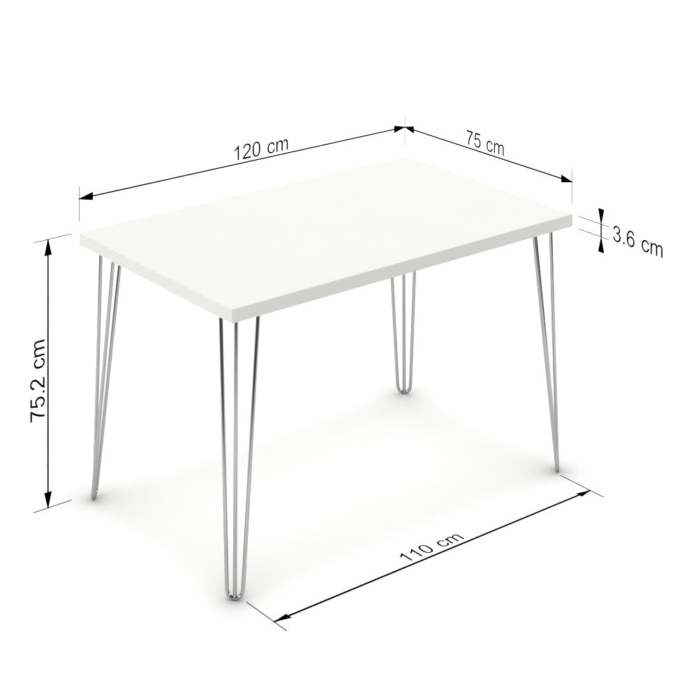 Étkezőasztal - Linga króm lábbal - Alpesi fehér, méret: 120x75