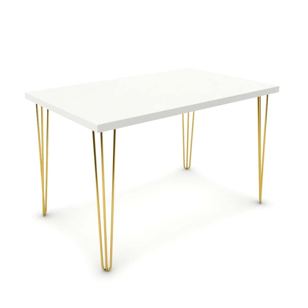 Étkezőasztal - Linga arany lábbal - Alpesi fehér, méret: 120x75