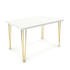 Étkezőasztal - Linga arany lábbal - Alpesi fehér, méret: 120x75