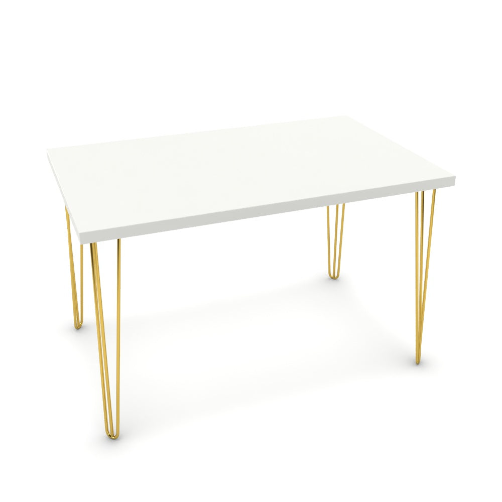 Étkezőasztal - Linga arany lábbal - Alpesi fehér, méret: 120x75
