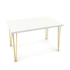 Étkezőasztal - Linga arany lábbal - Alpesi fehér, méret: 120x75