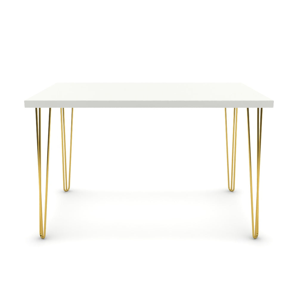 Étkezőasztal - Linga arany lábbal - Alpesi fehér, méret: 120x75