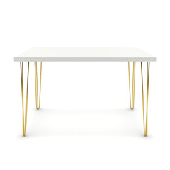 Étkezőasztal - Linga arany lábbal - Alpesi fehér, méret: 120x75