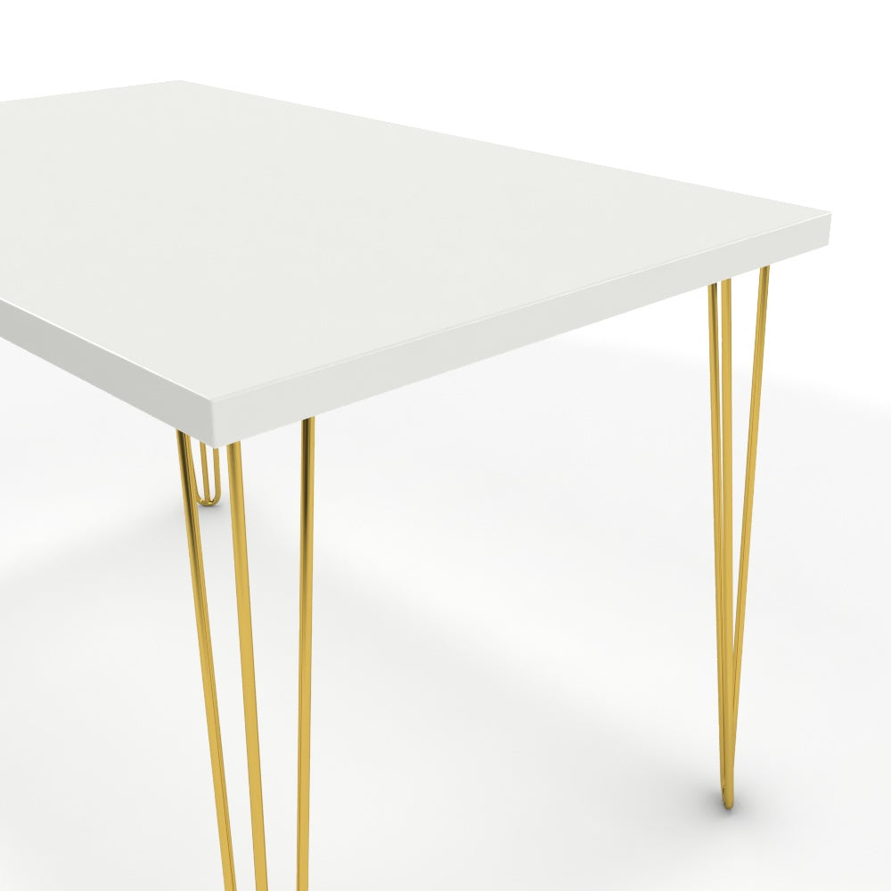 Étkezőasztal - Linga arany lábbal - Alpesi fehér, méret: 120x75
