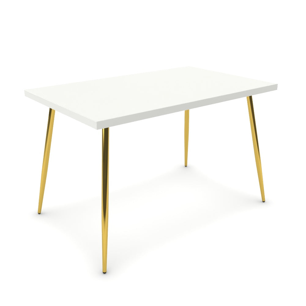 Étkezőasztal - Manu arany lábbal - Alpesi fehér, méret: 120x75