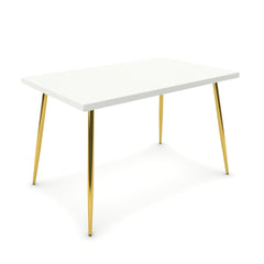 Étkezőasztal - Manu arany lábbal - Alpesi fehér, méret: 120x75