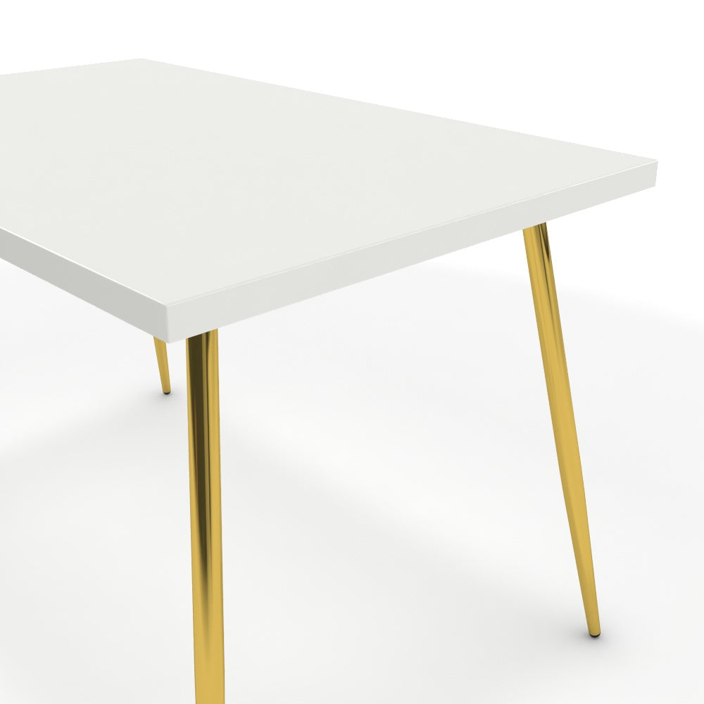 Étkezőasztal - Manu arany lábbal - Alpesi fehér, méret: 120x75