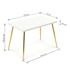 Étkezőasztal - Manu arany lábbal - Alpesi fehér, méret: 120x75