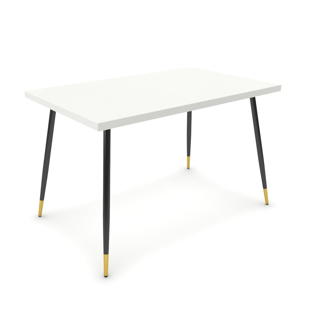 Étkezőasztal - Manu fekete és arany lábbal - Alpesi fehér, méret: 120x75