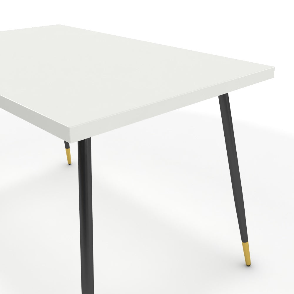 Étkezőasztal - Manu fekete és arany lábbal - Alpesi fehér, méret: 120x75