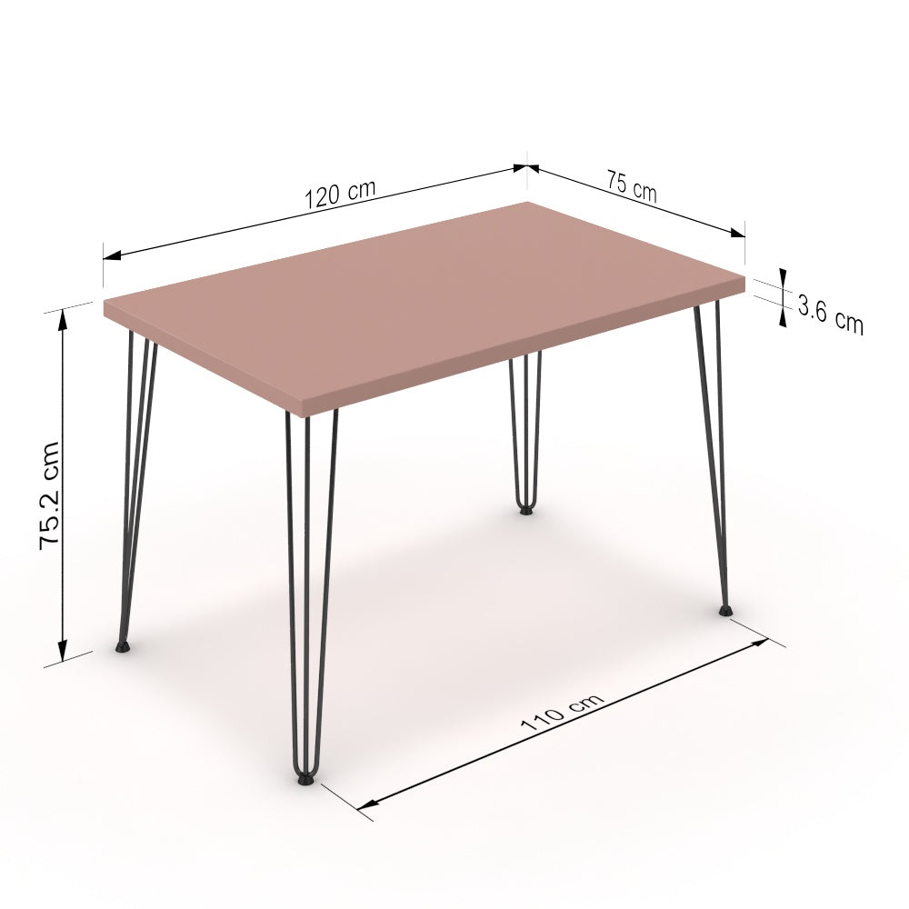 Étkezőasztal - Linga fekete lábbal - Antik rózsaszín, méret: 120x75