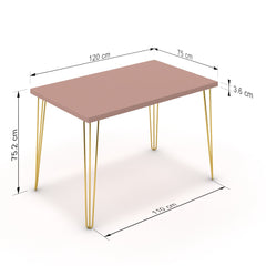 Étkezőasztal - Linga arany lábbal - Antik rózsaszín, méret: 120x75