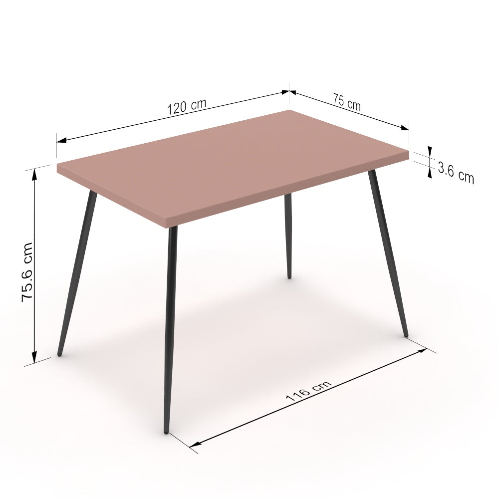Étkezőasztal - Manu fekete lábbal - Antik rózsaszín, méret: 120x75