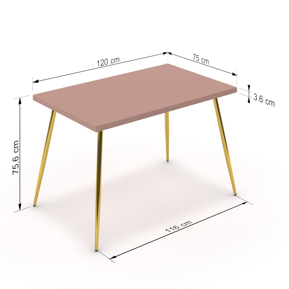 Étkezőasztal - Manu arany lábbal - Antik rózsaszín, méret: 120x75