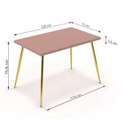 Étkezőasztal - Manu arany lábbal - Antik rózsaszín, méret: 120x75