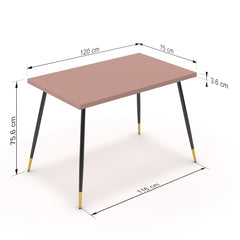 Étkezőasztal - Manu fekete és arany lábbal - Antik rózsaszín, méret: 120x75