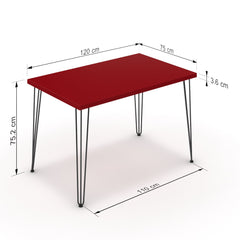 Étkezőasztal - Linga fekete lábbal - Chilli piros, méret: 120x75